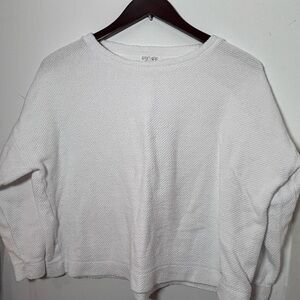 Escape by Habitat Clothes Womens Medium White Ribbed Knit Pullover Sweater Top